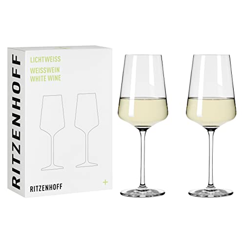 Ritzenhoff 6111006 Copa de Vino Blanco 400 ml - Serie Lichtweiss - Juego de 2 unidades en caja de...