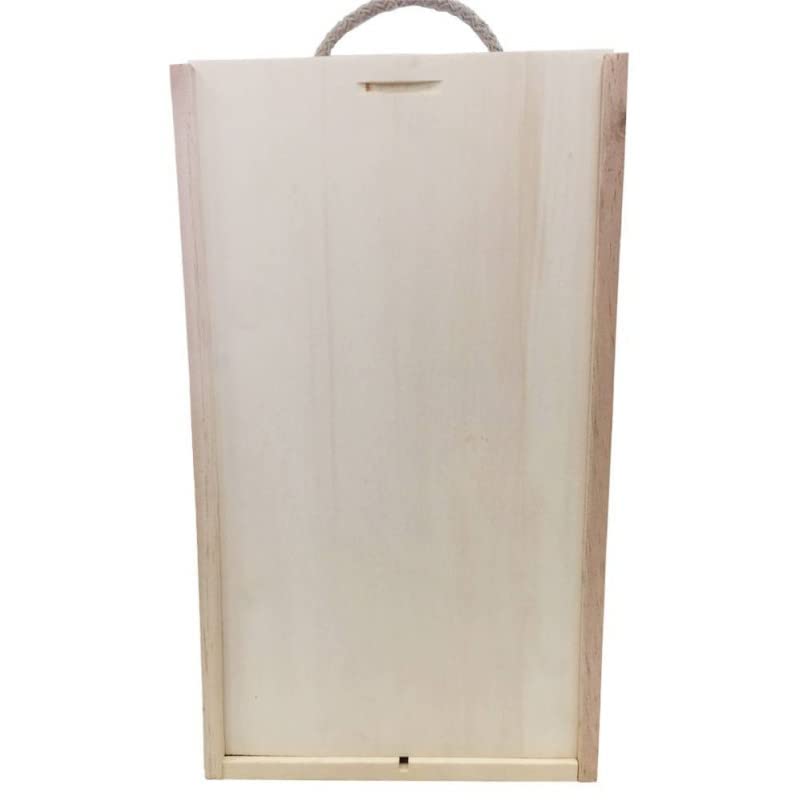 Caja de Madera para 2 Botellas de vinos para Regalos con Tapa DM corredera y Asa, Decoración,...