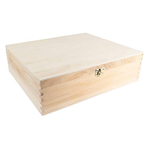 Caja de vino de madera con tapa, 3 compartimentos interiores, 35 x 30 x 10 cm, con cierre de metal...