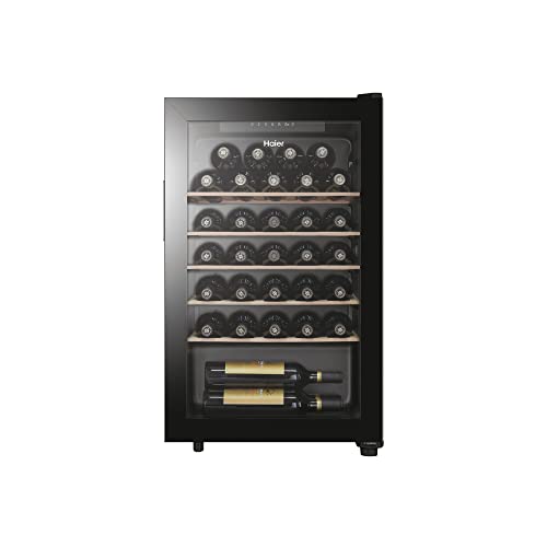 Haier Wine Bank 50 Series 3 HWS33GG- Vinoteca de 33 Botellas,Estantes de Madera,Filtro Anti-UV,...