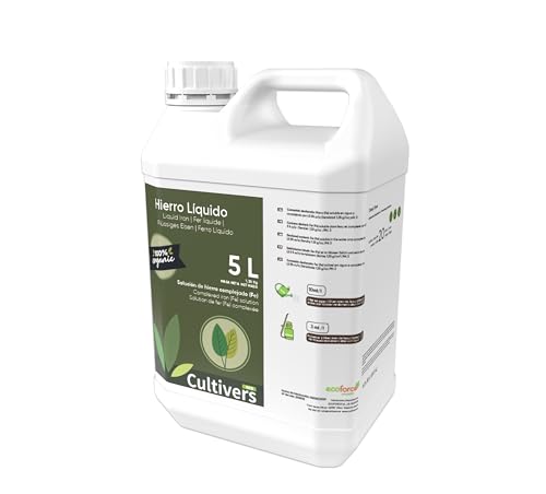 CULTIVERS Hierro Liquido para Plantas 5 L. Abono Hierro Corrector de Carencias. Reverdeciente de...