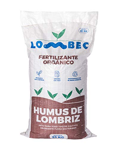 LOMBEC Humus de Lombriz, Saco 42L (25Kg). Fertilizante orgánico, vermicompost 100% Natural. ABONO...
