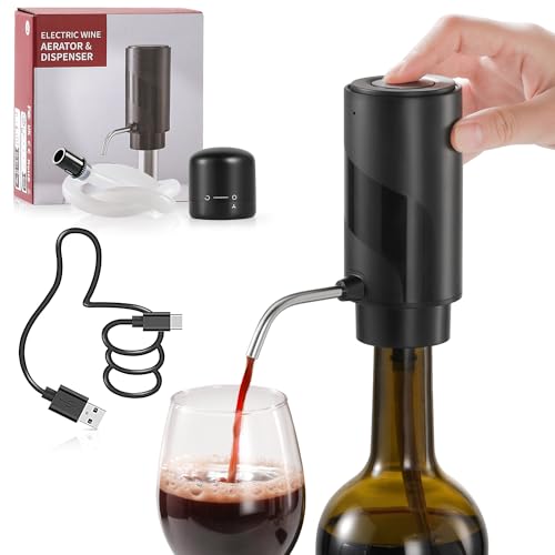 ZOYIDOUX Aireador de Vino electrico vertedor Recargable 3 en 1 dispensador automático decantador de...