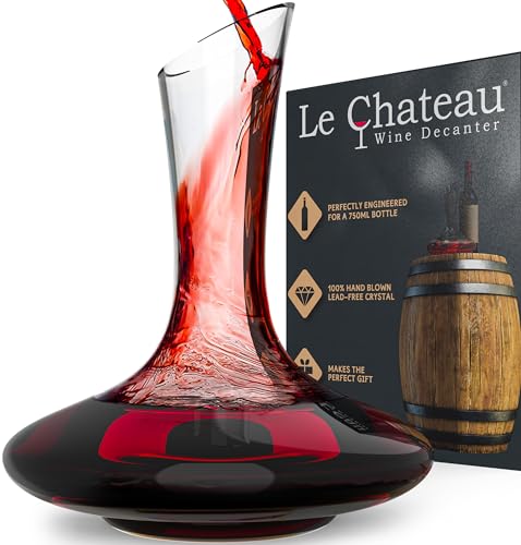 Le Chateau Decantador de vino - Jarra de cristal soplado a mano sin plomo para vino - Gran capacidad...