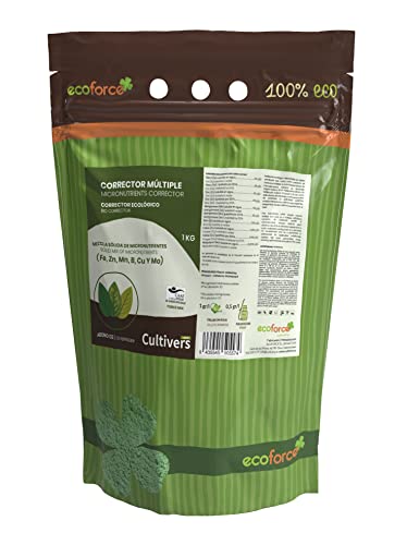 CULTIVERS Abono Corrector de Carencias Múltiples Ecológico 1 kg para plantas. Hierro, Manganeso,...