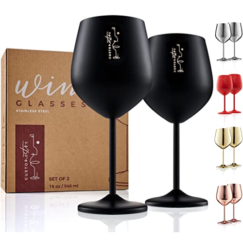 Copas de vino de acero inoxidable – Copas irrompibles de 18 onzas para fiestas al aire libre en la...