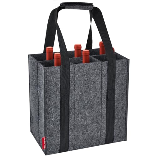 Eurhomewit Bolsa Botella Vino 6 Cipartimentos, Bolsa de Fieltro para Vino Regalar, Bolsa de...