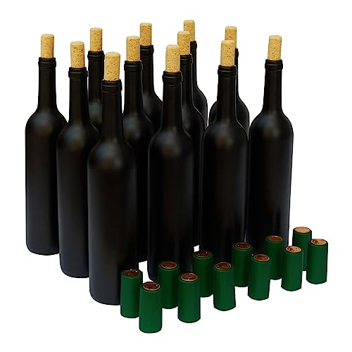 GOLDBEARUK Botellas vacías para copas de vino, 750 ml, juego de 12 unidades, color negro