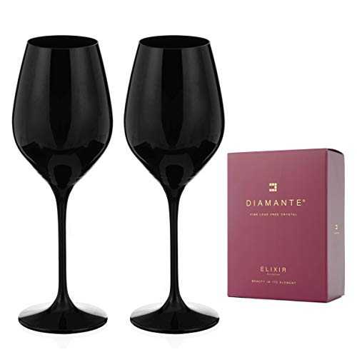 DIAMANTE Copas de vino de cristal negro de la colección Ghost Black. Copas de vino perfectas para...