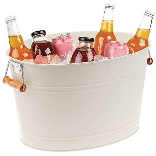 mDesign Champanera de Metal – Enfriador de Botellas Decorativo con Asas – Ideal como Cubo para...