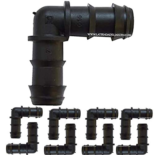 Suinga 50 x CODO GOTEO 16MM. Enlace acodado de unión para tubo de goteo diámetro 16 mm. Universal,...