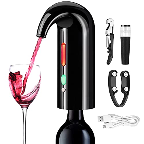 Aireador de Vino Eléctrico, Tanice Dispensador de Vino Automático Recargable por USB Decantador de...