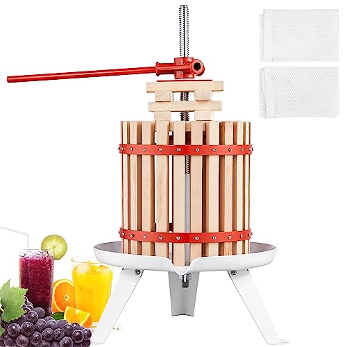 VEVOR Prensa de Vino de Fruta 6 L Cesta de Madera Maciza con 6 Bloques Exprimidor Manual Prensa para...