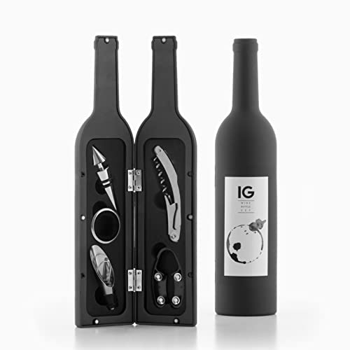 InnovaGoods 6 Juegos Vino, Elegante Estuche, 5 Pieces Bottle Wine, Set, Sacacorchos con Accesorios,...