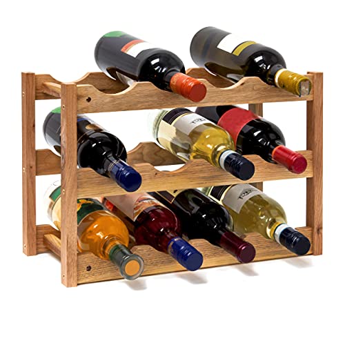 Relaxdays 10019279 – Botellero pequeño 28 x 42,5 x 21 cm Madera Estante con 3 niveles para 12...