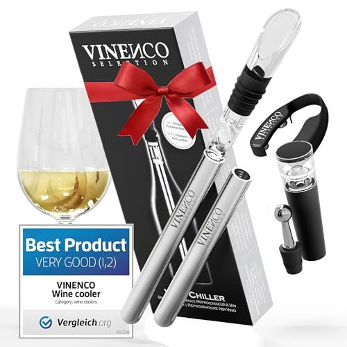 Enfriador de Botellas de Vino Blanco, 3 en 1 Kit: Juego de Refrigeración (Acero) de Calidad +...