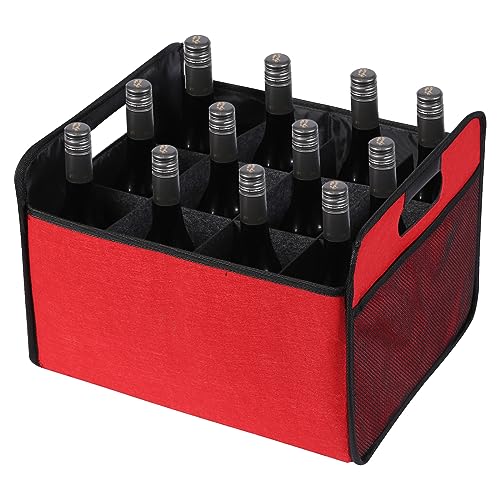 LITLANDSTAR Caja de almacenamiento plegable para 12 botellas de vino con asas para viajes, fiestas,...