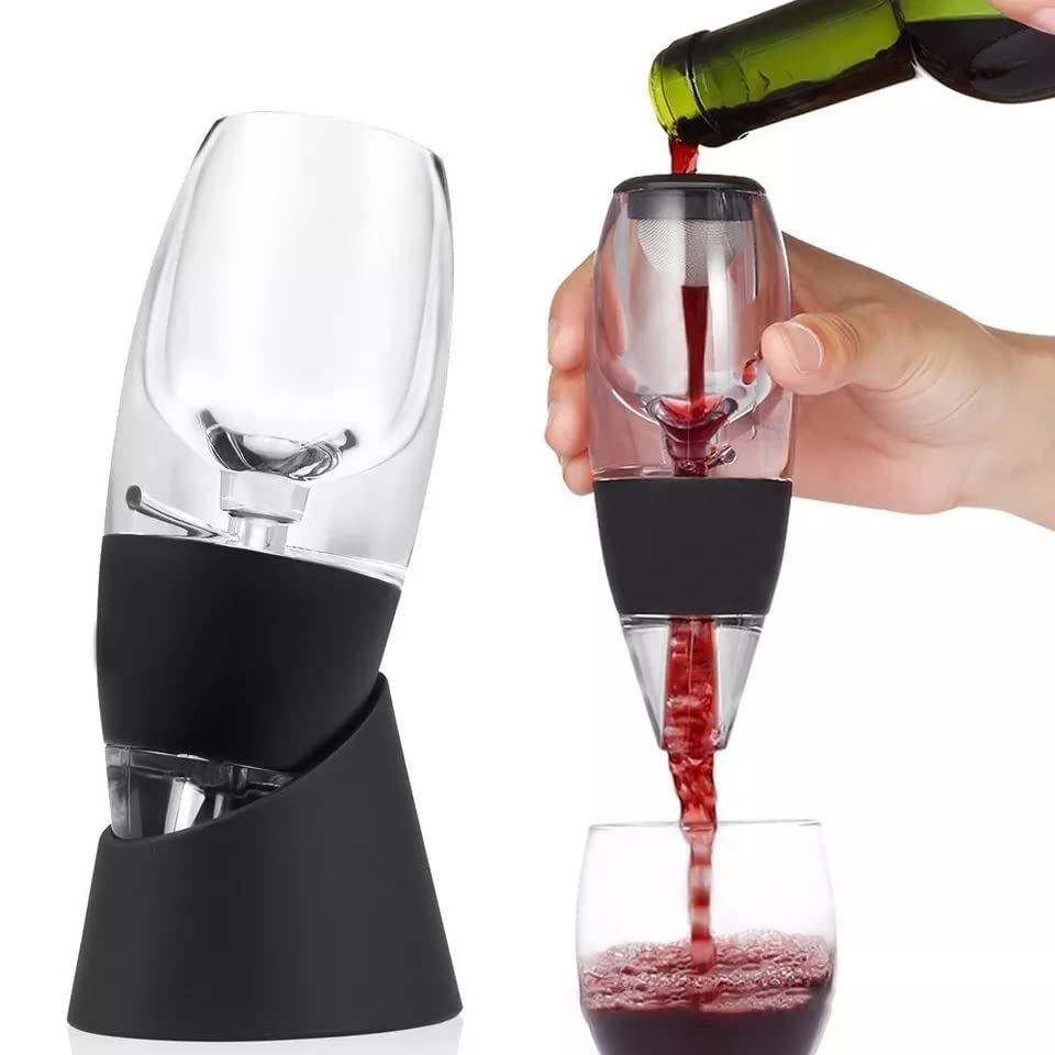 Decantador de Vino, aireador para Botellas de Vino - con filtro y soporte para verter vino...