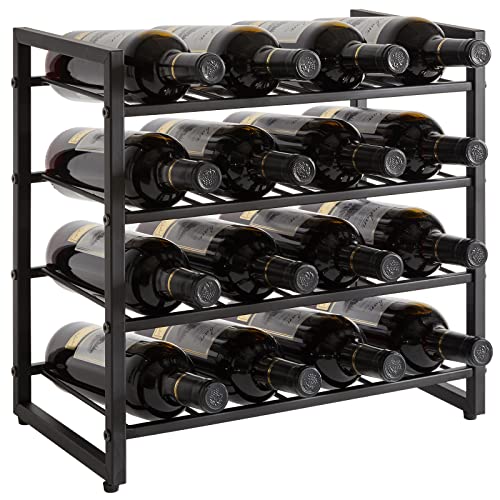 IBUYKE Botellero De Metal Apilable,4 Niveles 16 Botellas,Botellero Vino Estilo Industrial,...