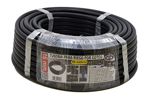 S&M 010057 - Tubería de riego por goteo de polietileno Ø 16 mm x 50 metros, color negro