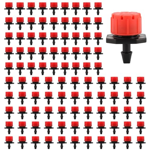 100 pcs Micro Goteo Riego Rociadores, Gotero de riego Ajustable, Plástico Ajustable Emisor gotero...