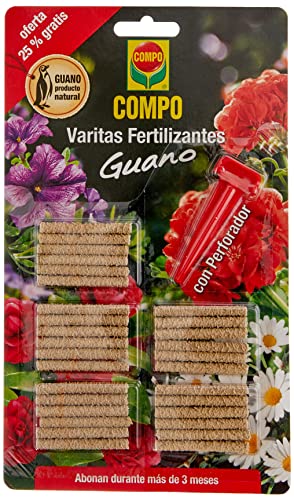COMPO Varitas fertilizantes con guano para plantas de interior y exterior, Larga duración de hasta...