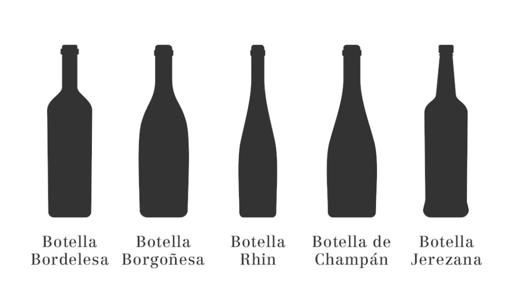 Clasificacion de botellas de vino según forma